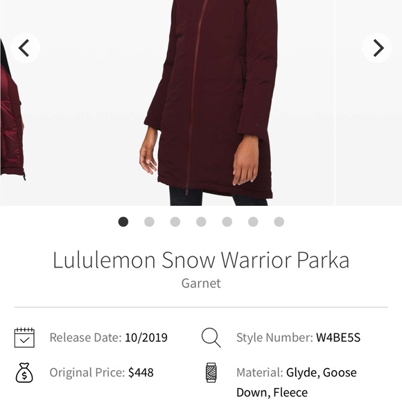 lululemon athletica snow warrior garnet  Puffer Jacket - Picture 2 of 9